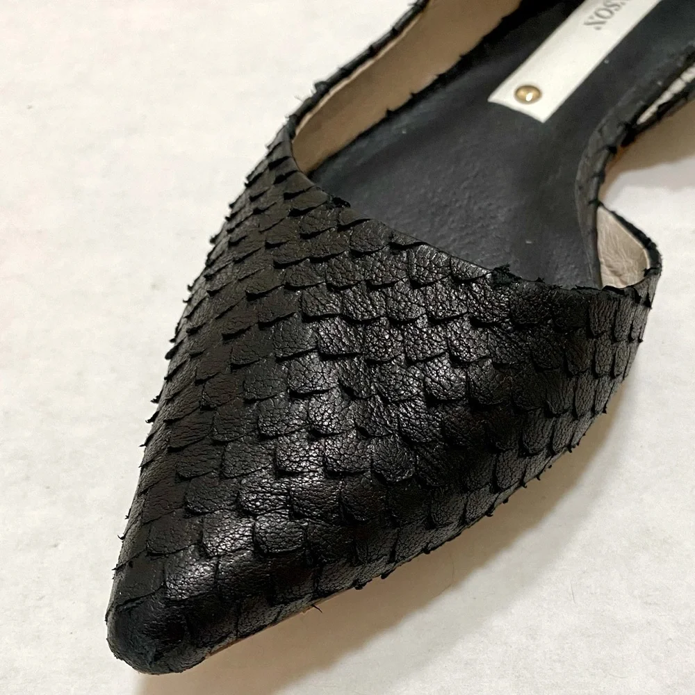 Matt Bernson Black Pointed Weave Leather Flats